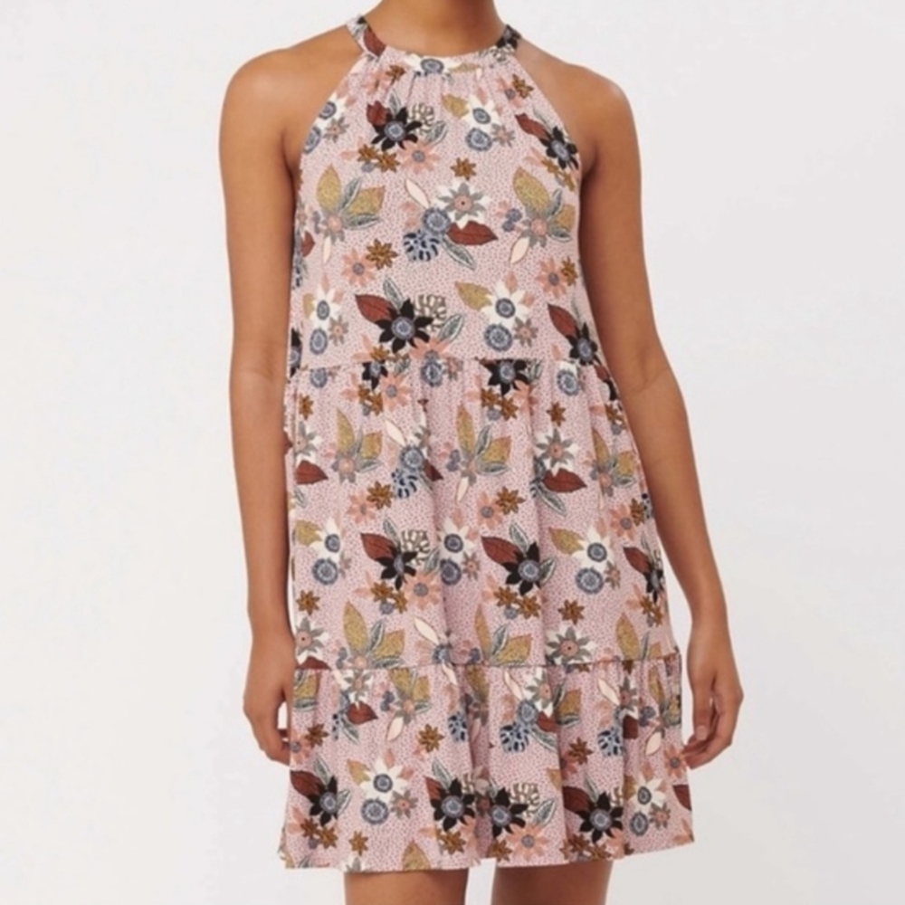 LOFT Pink Floral Mini Dress XS | Spring Summer Brunch‎ Wedding Guest